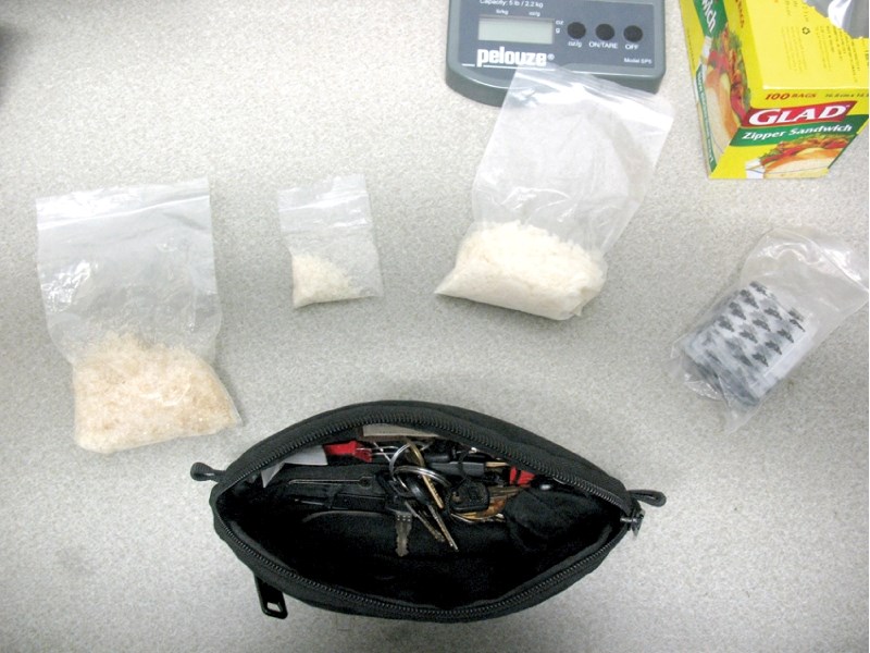 Chestermere RCMP confiscated 100 grams of methamphetamine, a small amount of marijuana and various drug paraphernalia from two men in a 1995 Honda Civic on Range Road 284