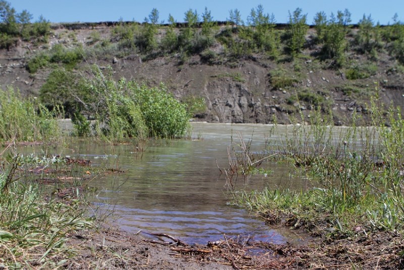Alberta Environment issued a high stream flow alert for the Bow River Basin, June 6. Water levels in Cochrane near Spray Lakes Sawmills were high, but not considered