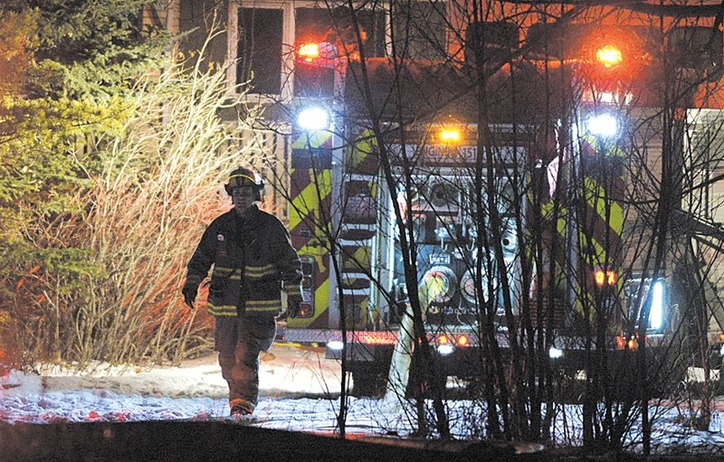 Fire crews from Cochrane and Springbank responded Nov. 22 to a house fire at 41215 River Heights Drive. The fire was initially spotted by an off-duty RCMP officer at 6:49