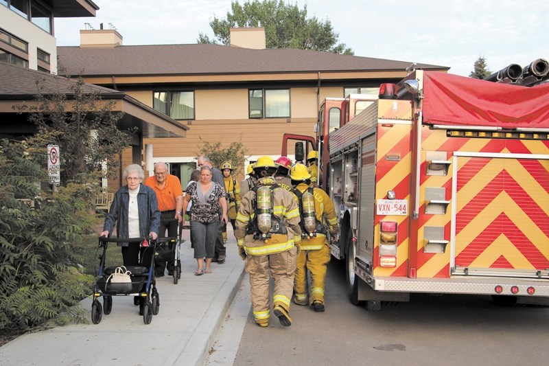 Residents of the Rocky View Lodge in Crossfield were evacuated by staff and members of the Crossfield Fire Department during a fire drill on Aug. 25.