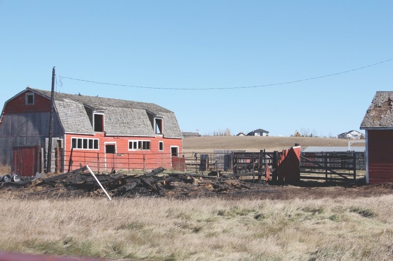 A string of suspicious fires in Rocky View County Oct. 1 to 12 are being investigated by the Fire Prevention bureau. A pile of burnt lumber is all that remains of a shed that 