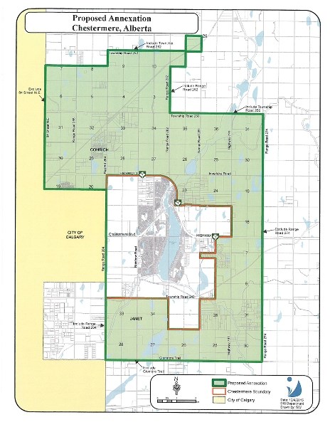 The City of Chestermere requested an annexation of close to 25,000 acres of Rocky View County land on Dec. 15, 2015, and have now submitted a second request to appeal the
