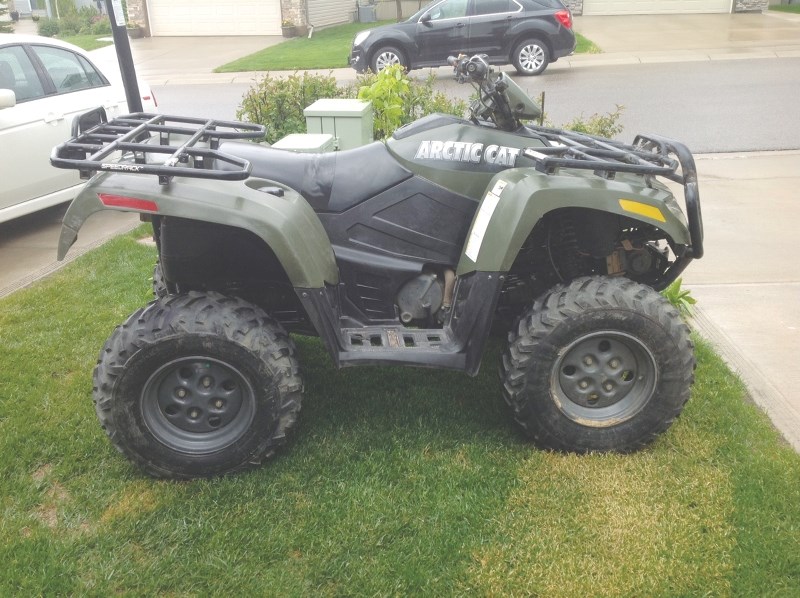A Bearspaw resident had a number of recreation vehicles, including this Arctic Cat ATV, stolen along with a utility trailer from a driveway outside the residence on Jan. 17.