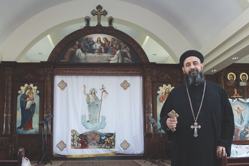Father Agathon Melika-Abusefien is the priest for a congregation of about 1,200 Egyptian descended Christians at St. Mina Coptic Orthodox Church in Balzac.