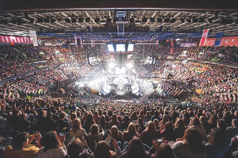Approximately 16,000 students and educators packed the Scotiabank Saddledome for WE Day 2015.