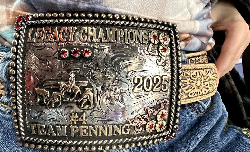 Rocky View County's Isabella Cramer earned a buckle at the Let it Ride in Las Vegas for Cattle Penning. 