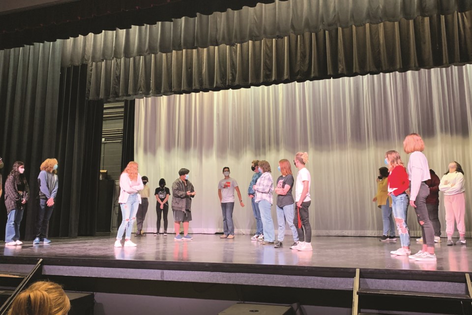 Bert Church High School's advanced acting class is pictured during an early morning rehearsal in preparation to perform A Winter's Gift this December. 