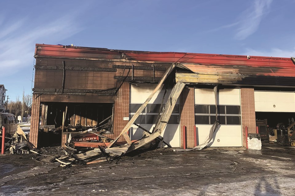 A structure fire was reported at All Fitts Auto in Airdrie early New Year's Day.