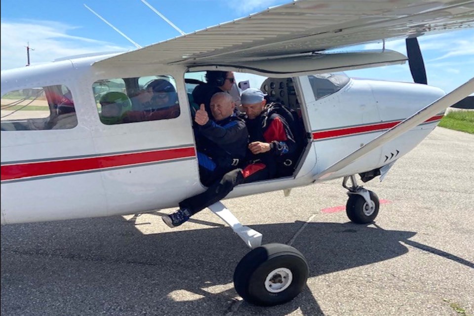 90-year-old Luke Mouthaan took a plunge from 10,000 feet at the Beiseker airport, where he crossed skydiving off his bucket list. 