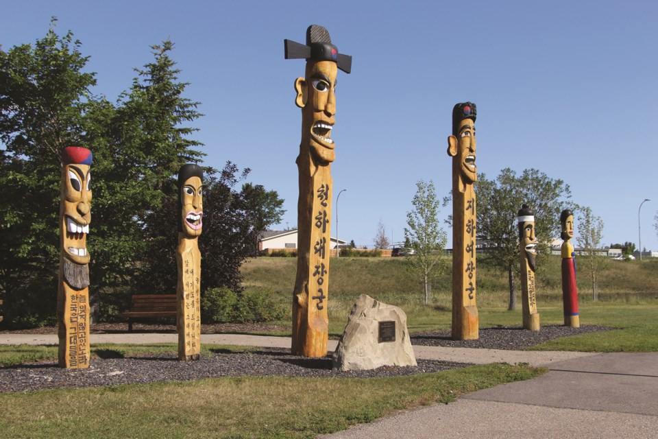 The Gwacheon Park totem poles stood as a reminder of a 25 year bond between Gwacheon, South Korea and the City of Airdrie. 