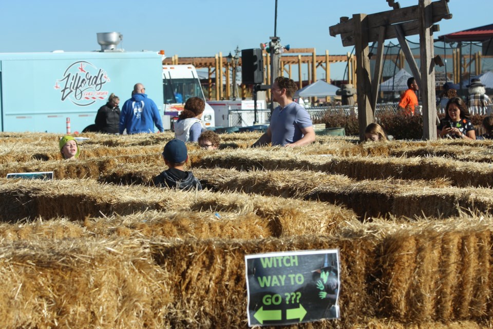 Blue Grass Garden Centre held its popular annual Pumpkin Festival to support the Alberta Children's Hospital in Balzac on Oct. 7. The event features a crane pumpkin drop, a straw bale maze, pony rides, games, facepainting and all sorts of family fun those who came out under sunny, clear blue skies for the event.