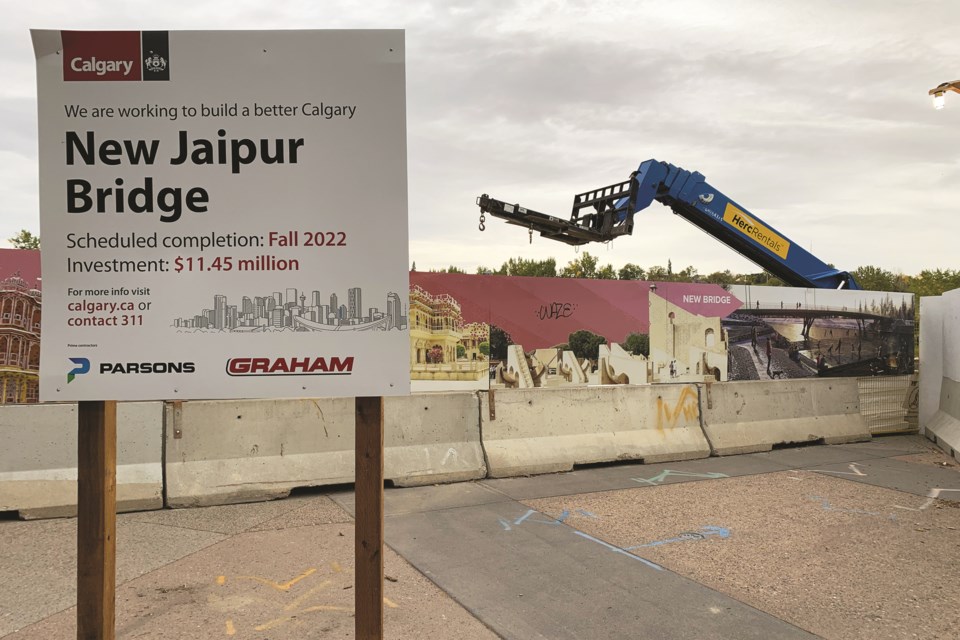Calgary's new Jaipur bridge is currently under construction and is scheduled to reach completion in fall of 2022. 