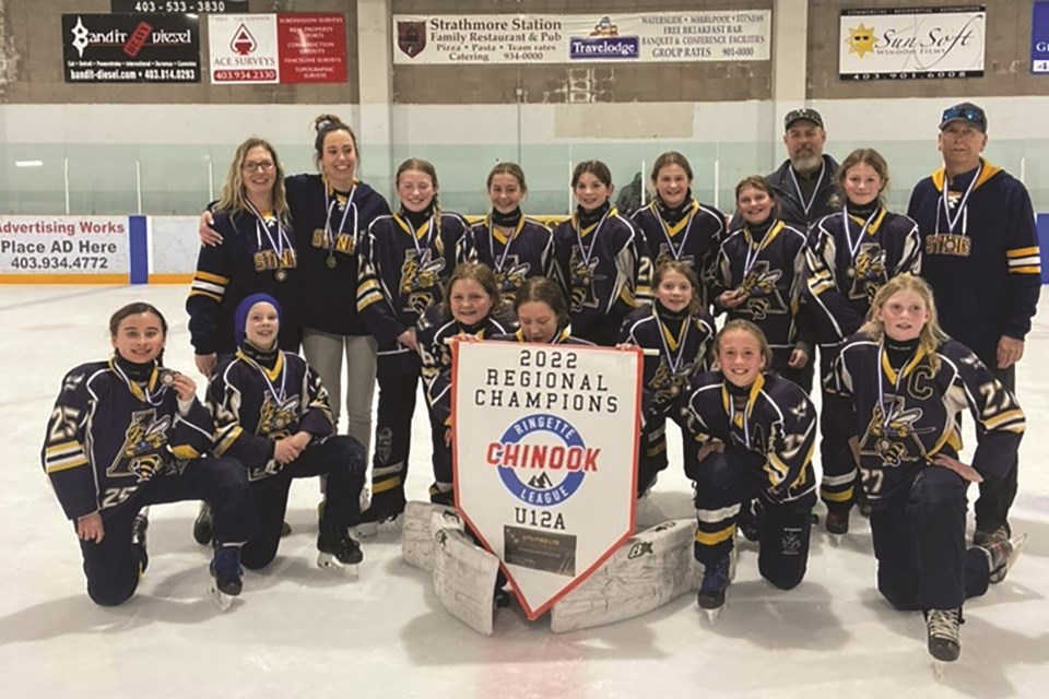 Airdrie Ringette Association's U12A division took home the Zone 2 Banner and won gold at a regional competition to close off the season.