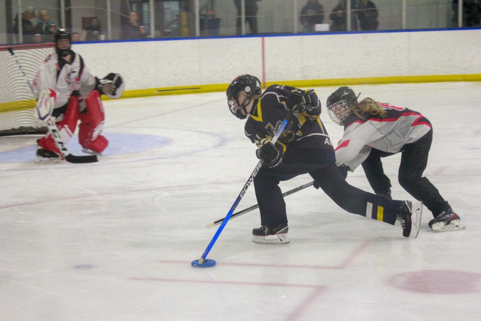 The Airdrie U14 ringette team, Venom, played well on March 26 against the Lacombe Edge during the 2022 provincial championships.