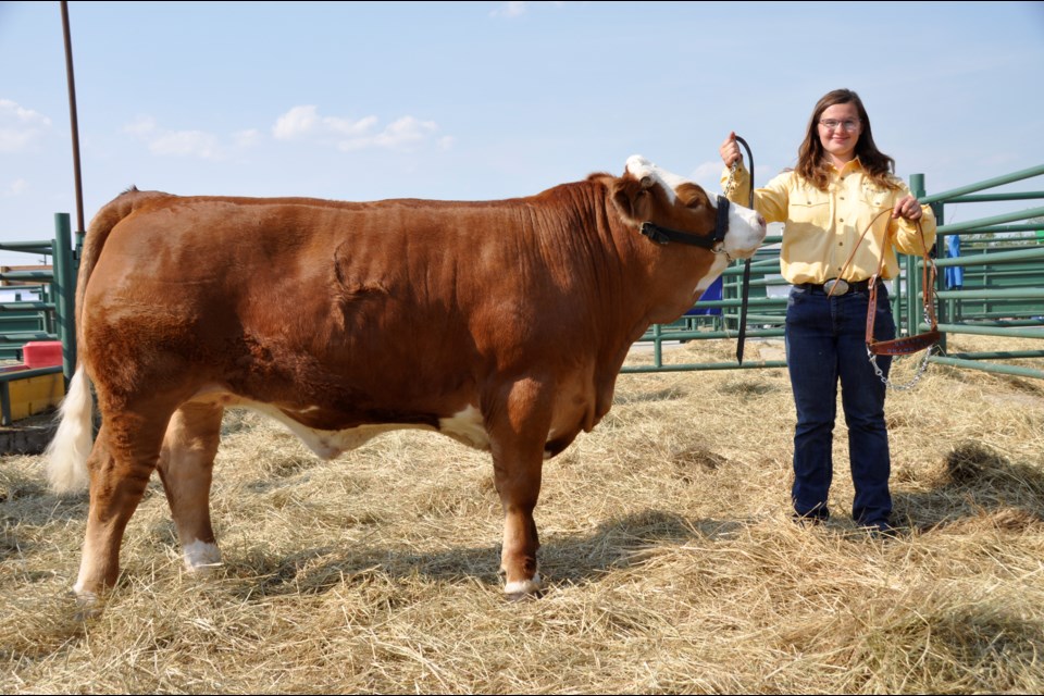 Grace Trask and her steer Doc, the grand champion. 