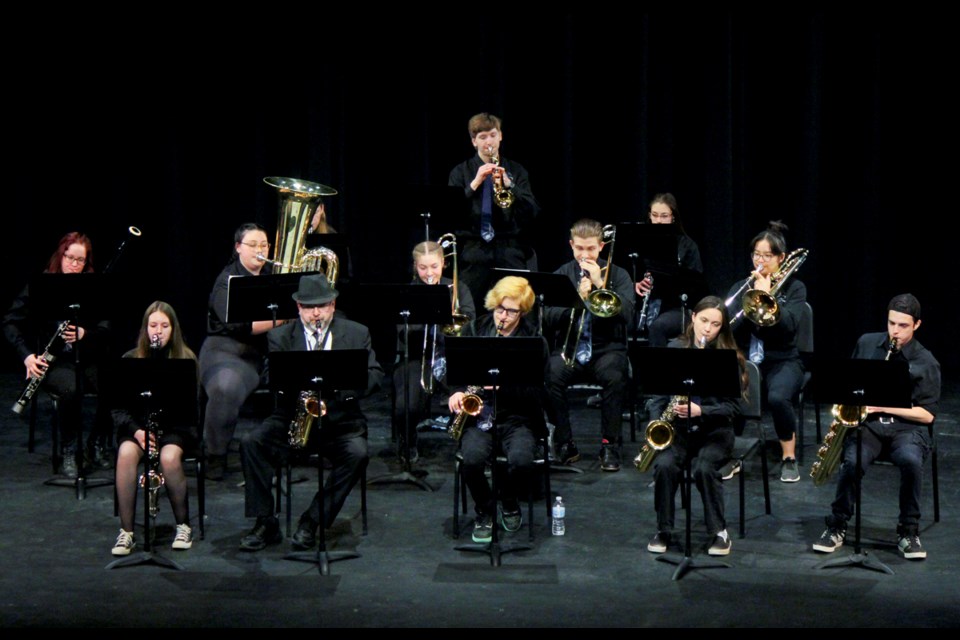 The School District 60 Senior Jazz Ensemble performs 'It's Only a Paper Moon' during the Peace River North Festival of the Arts, April 27, 2022.