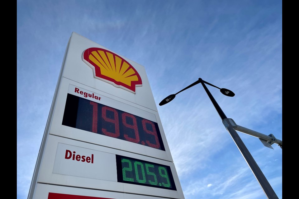 Gas prices reached 199.9 cents per litre at Shell stations in Fort St. John March 9, 2022.