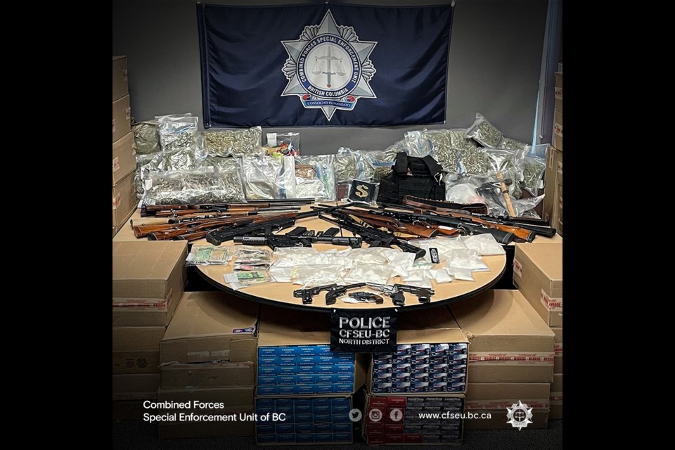 Drugs, firearms, and cash seized as part of the investigation (Combined Forces Special Enforcement Unit of British Columbia)