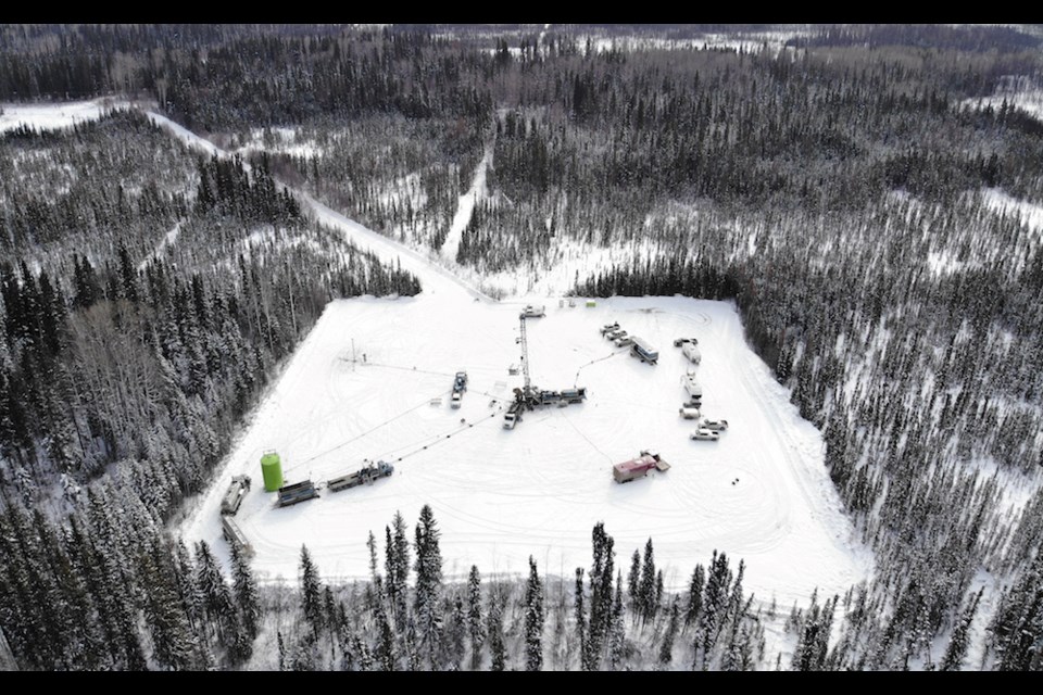 Aerial view of the Clarke Lake geothermal site.