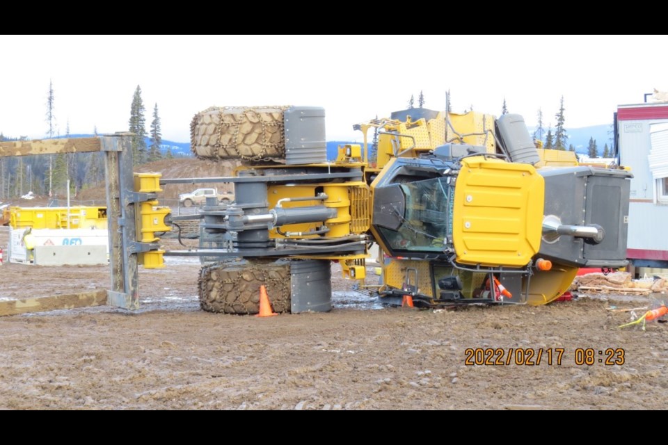 Damage to heavy equipment captured on Feb. 19, 2022 at the Coastal GasLink site, southwest of Houston, B.C.