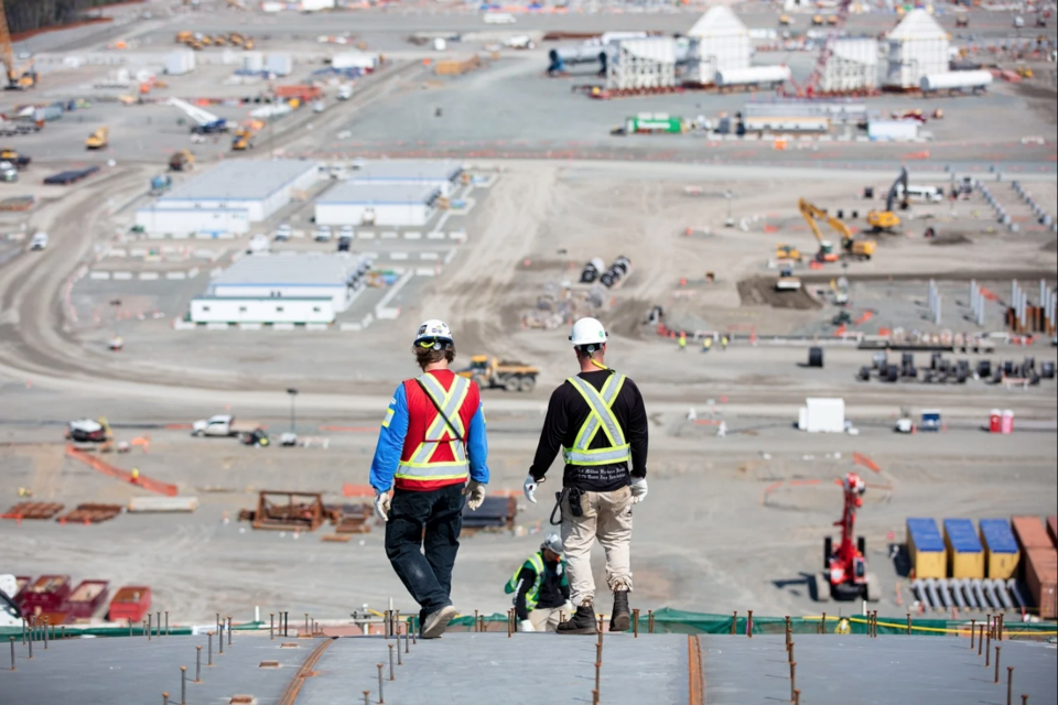Workers at the LNG Canada site.