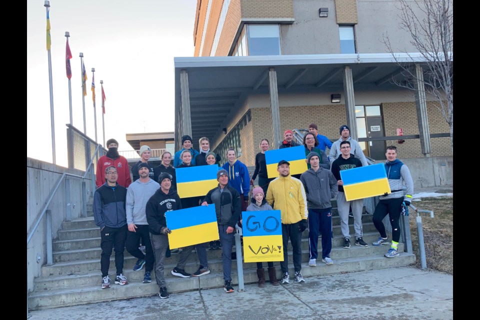 Kenzie Chilcott of Fort St. John joined Vova Pluzhnikov in his Run for Ukraine in Prince George to raise awareness of Russia’s invasion. 