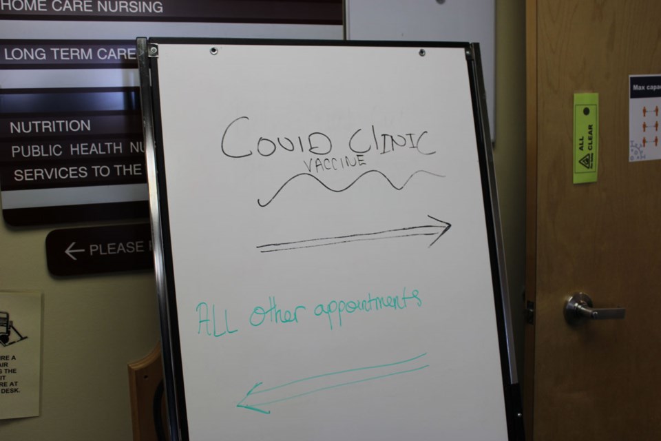 The clinic entrance at the Fort St John Health Unit - March 18, 2021