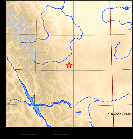 Approximate location of Nov. 15  earthquake near Fort St. John (Earthquakes Canada)