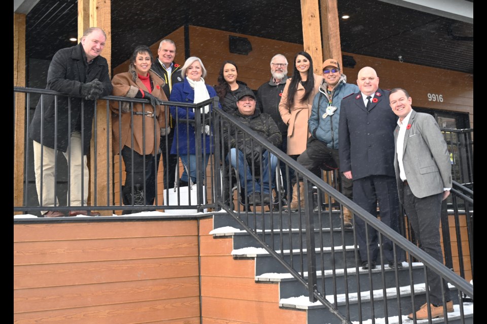 Members from Fort St. John and Doig River councils and invited guest speakers pose for a group photo. Temperatures outside were near -25 with the wind chill.