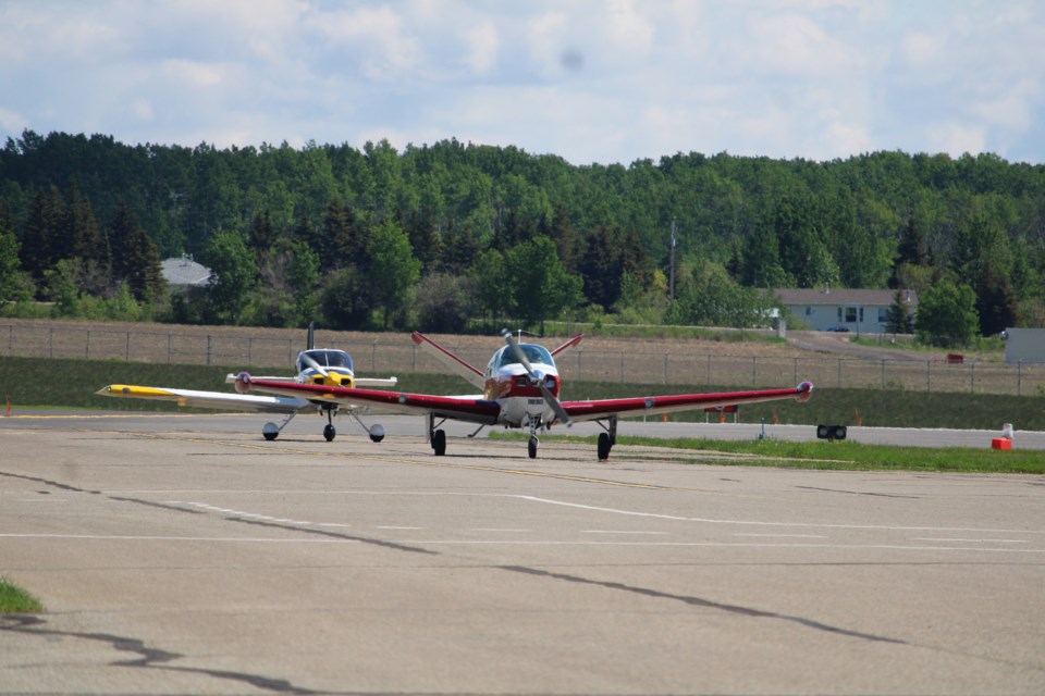Two planes in a small group that landed at the North Peace Regional Airport June 7, 2022. The pilots, members of Give Hope Wings, are sharing the value of the Hope Air project.