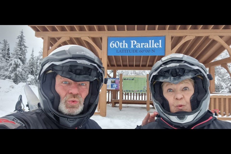 Robby Knecht and Mag Habouzit stop at the 60th Parallel, not quite the Arctic Circle but getting close to it as they continued their journey north into the Yukon.