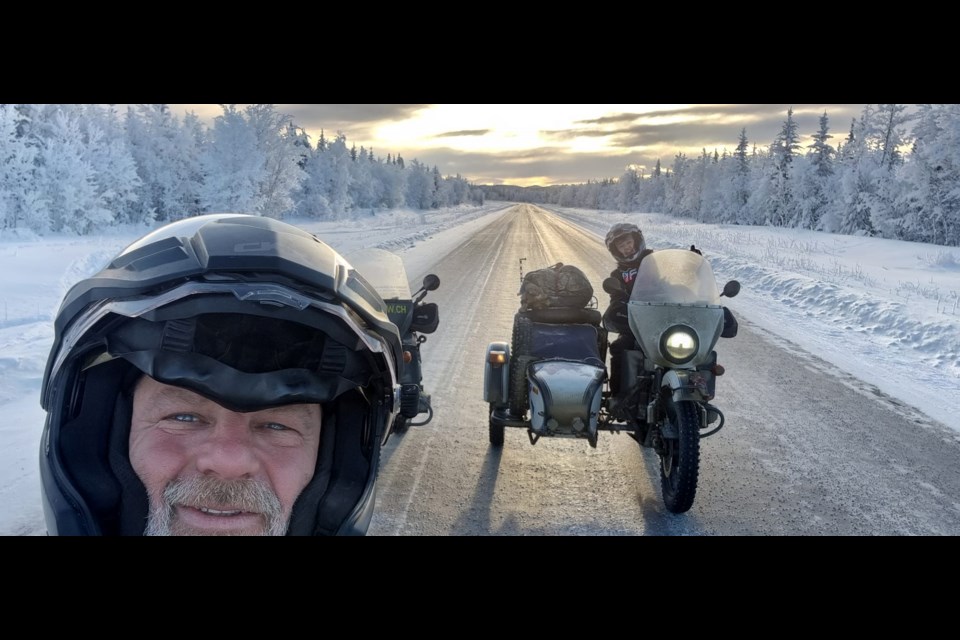 Robby Knecht and Mag Habouzit arrived in Canada in October 2022, and began their Alaska Highway journey by sidecar motorcycle earlier this January.