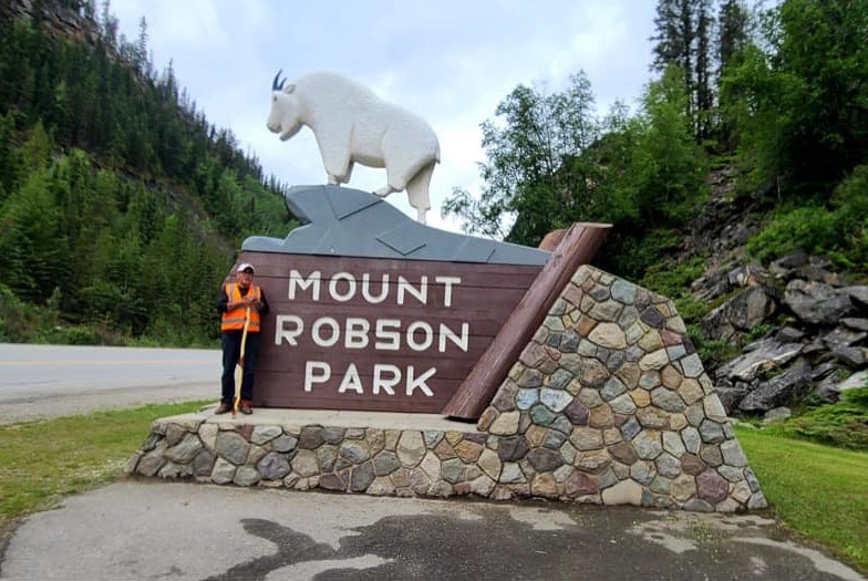 Stan poses for a photo at Mount Robson. 