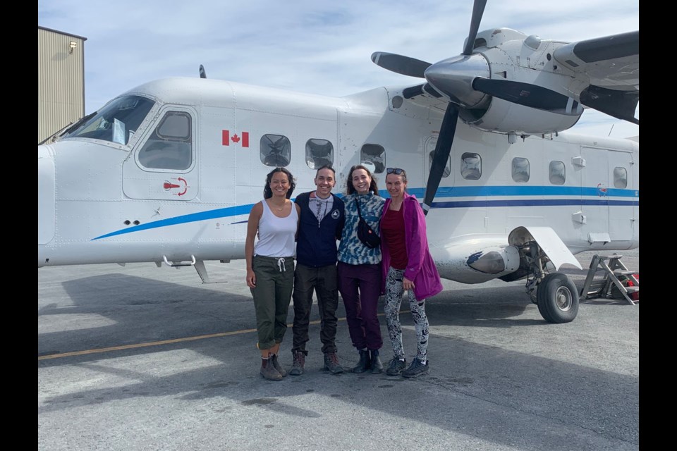 The VWB team taking off for Lutsel K'e clinic (L-R), Michelle Tuma, Seven Devery, Nicole Geddes, Kristie Waddell. 