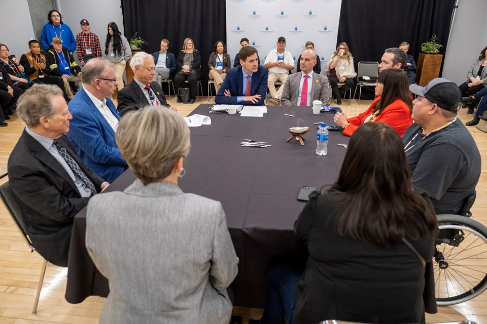 Premier David Eby and provincial ministers meet with Treaty 8 First Nation leaders to sign a number of landmark agreements addressing cumulative impacts of industrial development in Northeast B.C.