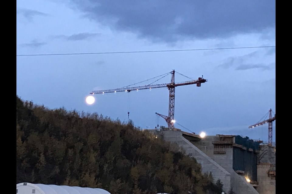 Reader Louis Morissette sent in this optical illusion photo where it almost looks like this Site C crane is picking up the moon and moving it to another location. This month's full moon is known as the Hunter's moon and was at its fullest back on Sunday. Keep the photos coming...we love to see them!