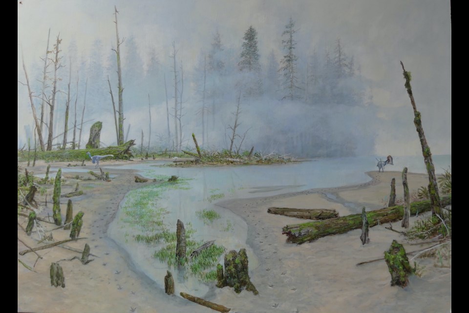 Artist Jan Vriesen's painting of the environment 112 million years ago. (Tumbler Ridge Museum)