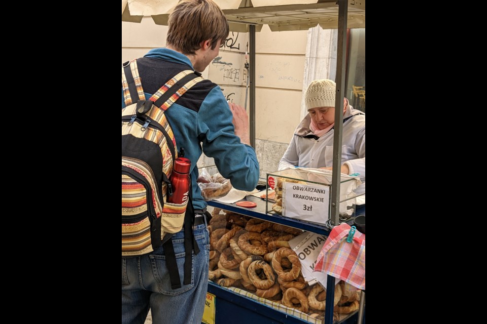 Pretzels from a street vendor in Krakow--cheap and delicious, like so much of the fare in this under-appreciated country. Photo Lucy Haines