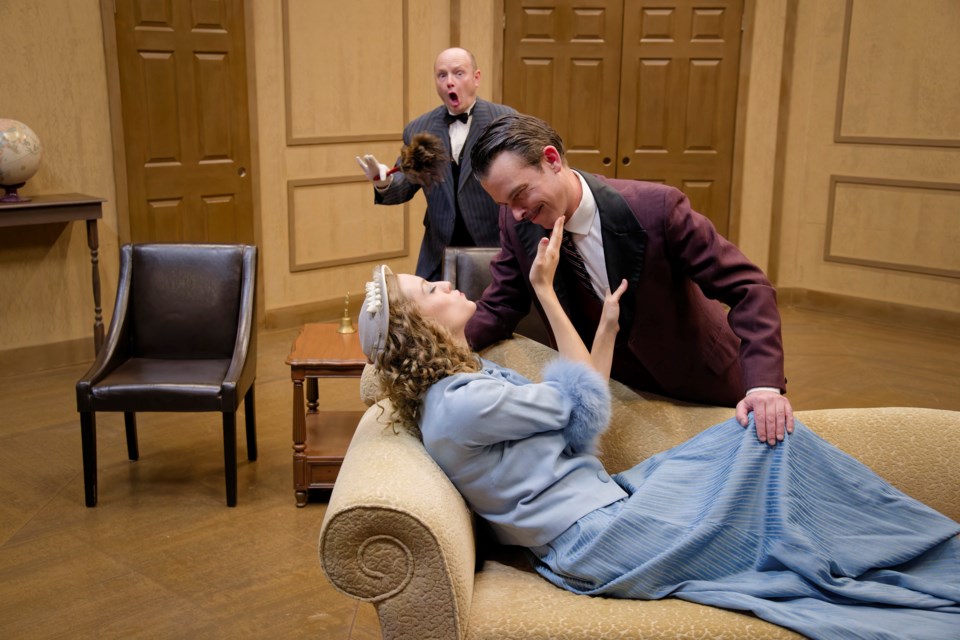 The cast of the French farce, A Fitting Confusion, on now at Walterdale Theatre. Photos: Scott Henderson, Henderson Images 