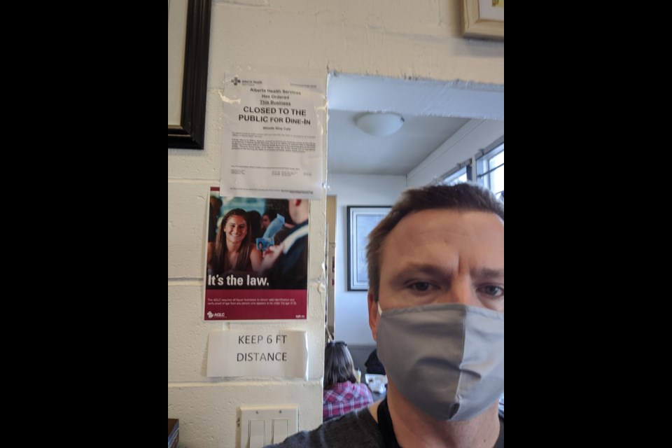 Chris Scott, owner/operator of the Whistle Stop Cafe in Mirror, says he is "not going to roll over" after being charged for staying open during a COVID-19-related government shutdown. Photo submitted