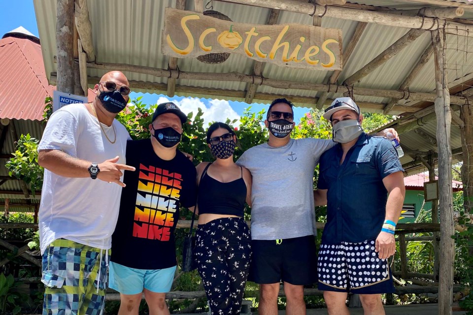 Travel Gurus' Hidar el-Mais (second from right) and other vacationers spent four days at an all-inclusive resort in Montego Bay, Jamaica, earlier this month,  Photo submitted 