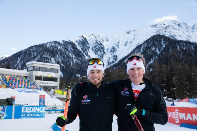 Christian Gow (CAN), Scott Gow (CAN), (l-r) -  IBU World Cup Biathlon, training, Antholz (ITA). Photo: nordicfocus.com