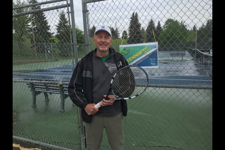 John Crabb, a director with Tennis Edmonton and president of the Edmonton Junior Tennis Society, is concerned outdoor public tennis courts are being replaced with pickleball courts. Photo; Gary Poignant