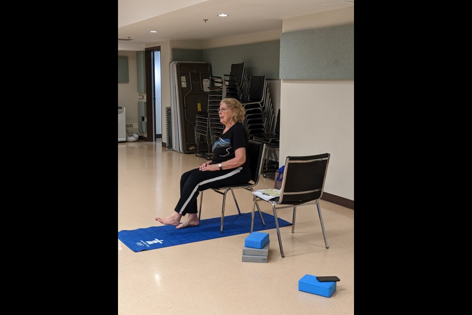 Senior Sylvia Galbraith teaches a gentle and a regular Hatha yoga class at the Central Lions Recreation Centre.  Photo Lucy Haines