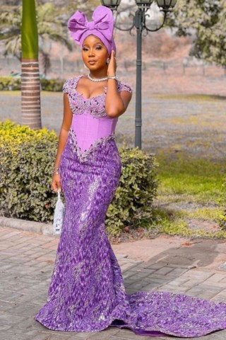 OWAMBE STYLES: Feel sophisticated, pure in these onion colour lace