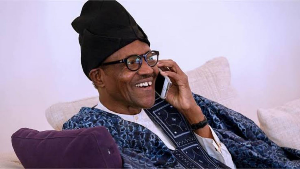 President Buhari on a call 