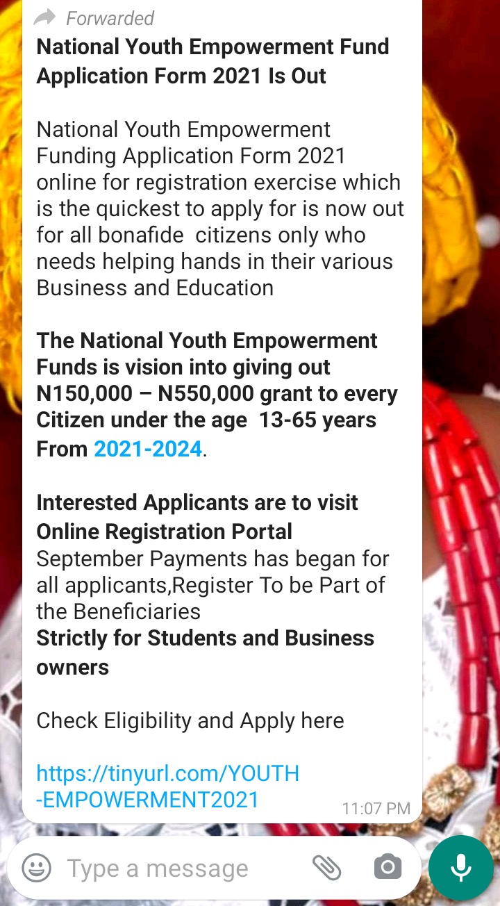 BE IT TRUE OR FALSE National Youth Empowerment Fund Application Form