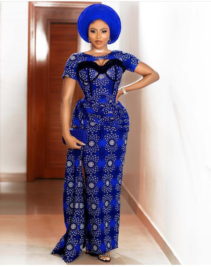 Ready to wear Classy Ankara Corset owambe Dress. Available in size