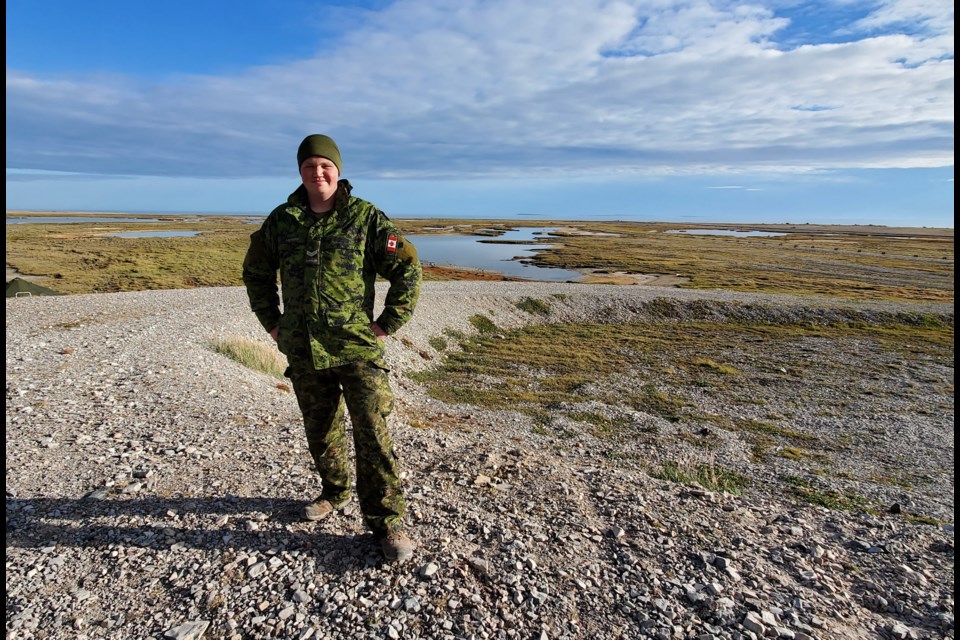 Cpl. Nathan Leonard is shown at Cambridge Bay, Nunavut during Operation Nanook-Nanukput in August 2022. 