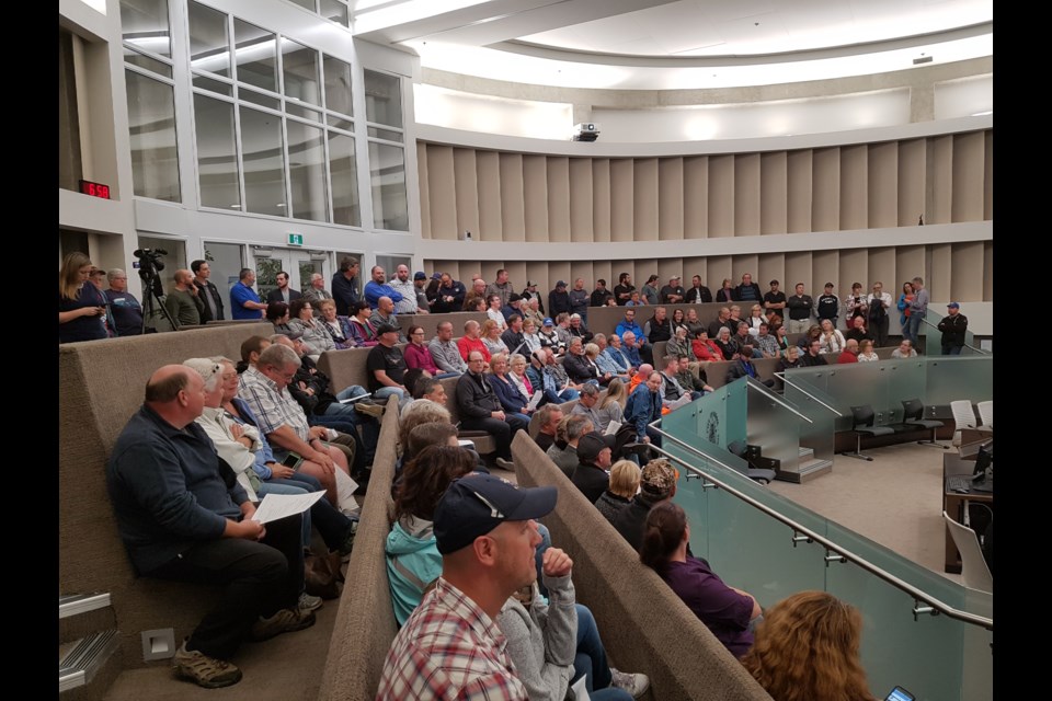 Barrie residents were out in force last night to speak against banning RV's from their driveways.
photo credit Shawn Gibson